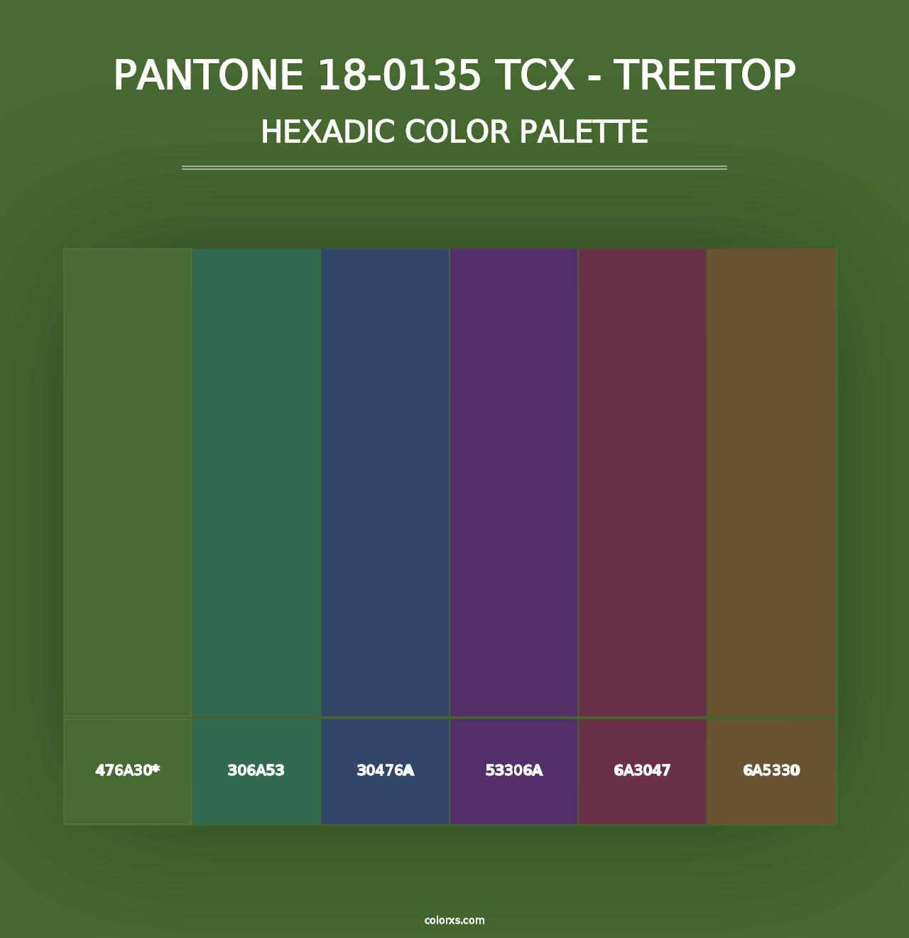 PANTONE 18-0135 TCX - Treetop - Hexadic Color Palette