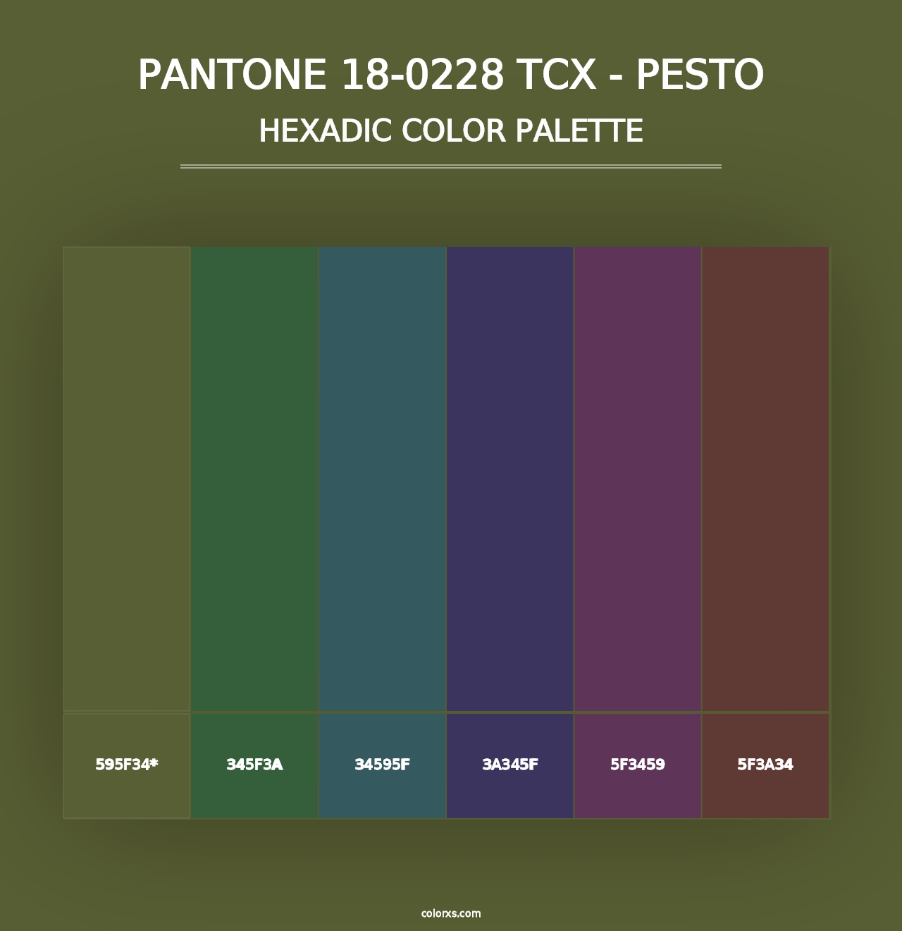 PANTONE 18-0228 TCX - Pesto - Hexadic Color Palette