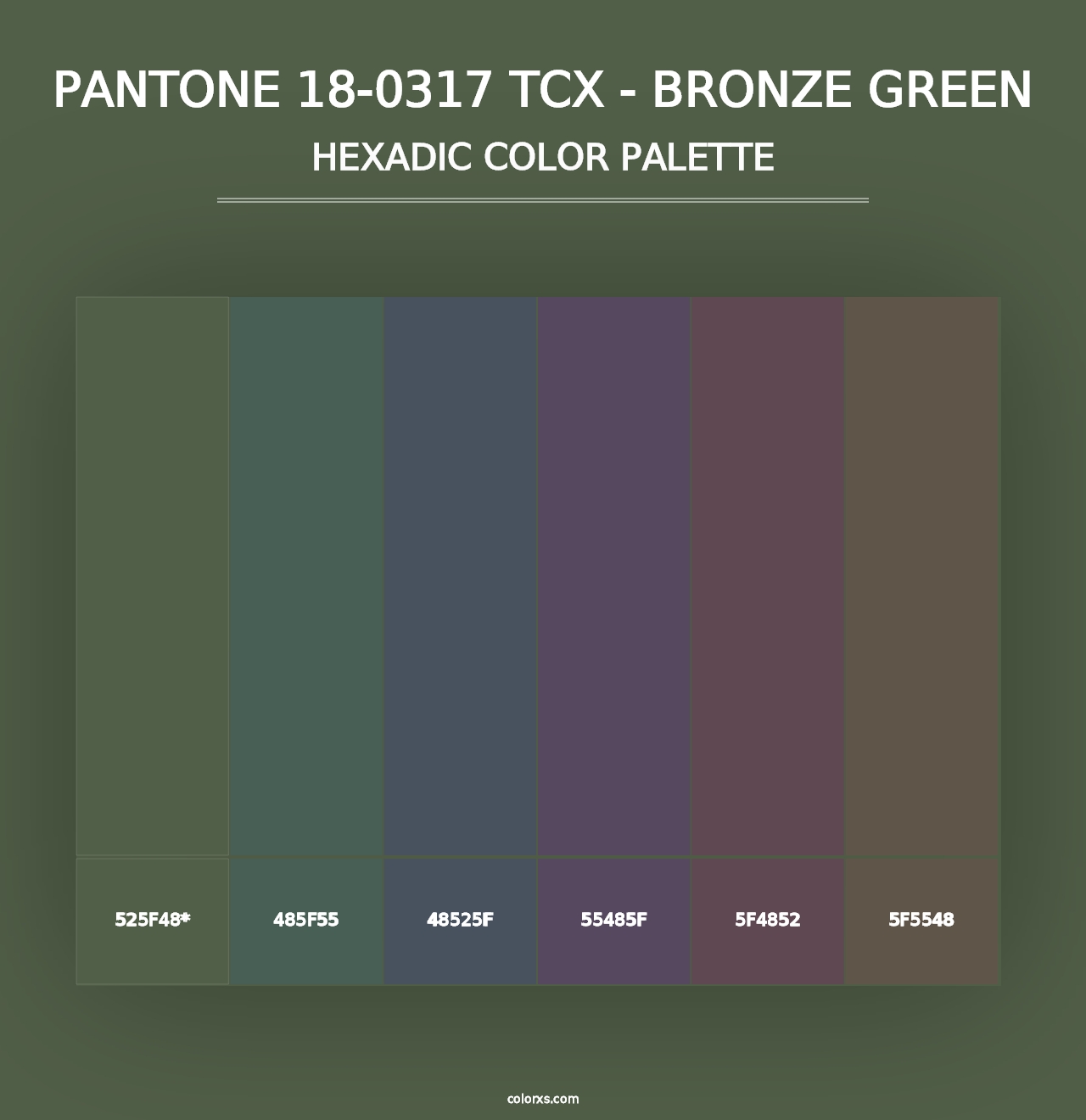 PANTONE 18-0317 TCX - Bronze Green - Hexadic Color Palette