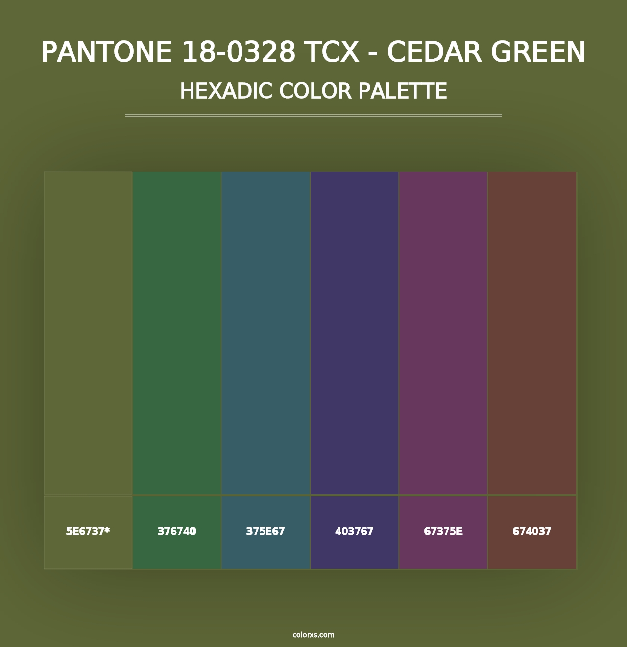 PANTONE 18-0328 TCX - Cedar Green - Hexadic Color Palette