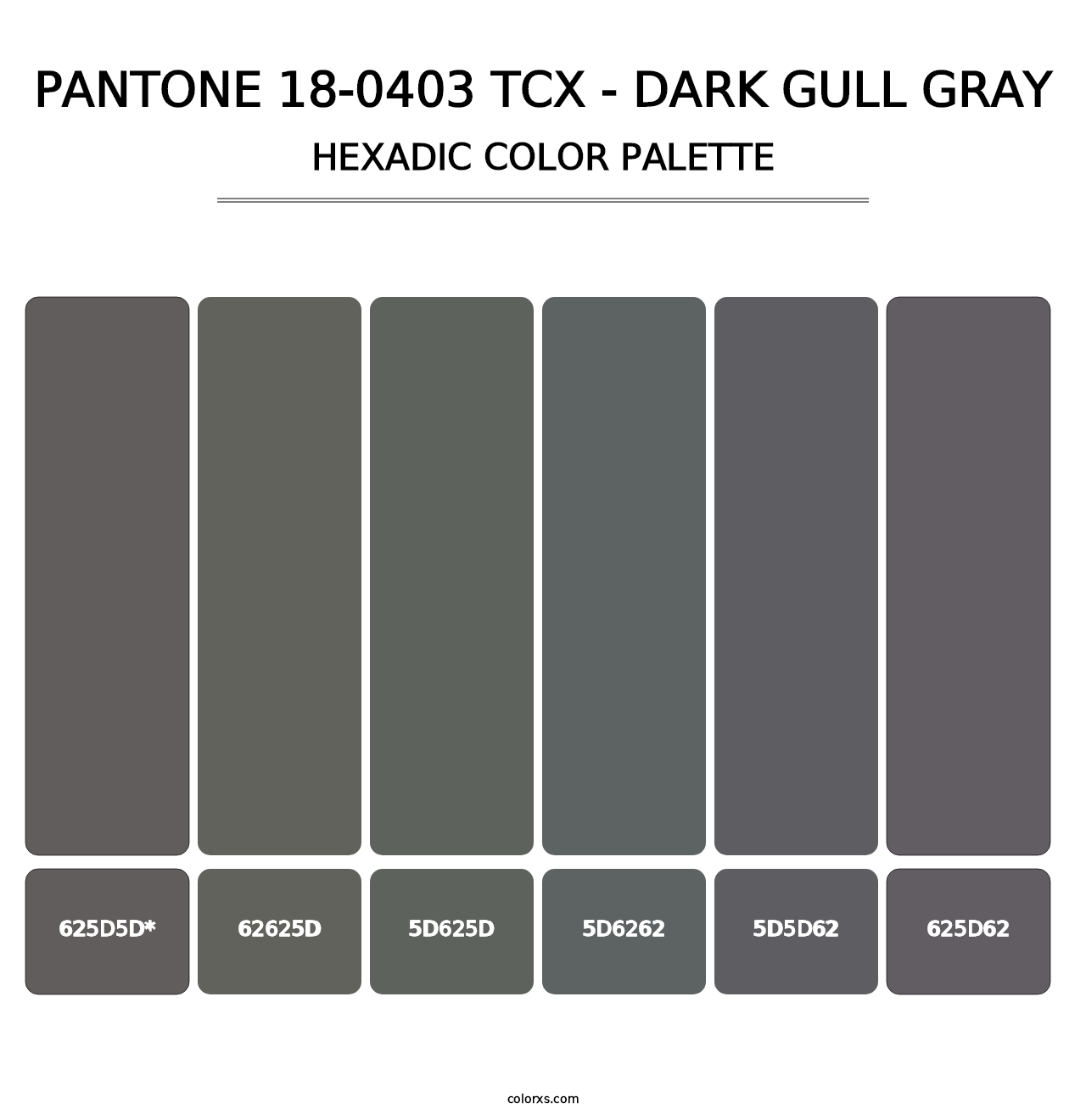 PANTONE 18-0403 TCX - Dark Gull Gray - Hexadic Color Palette