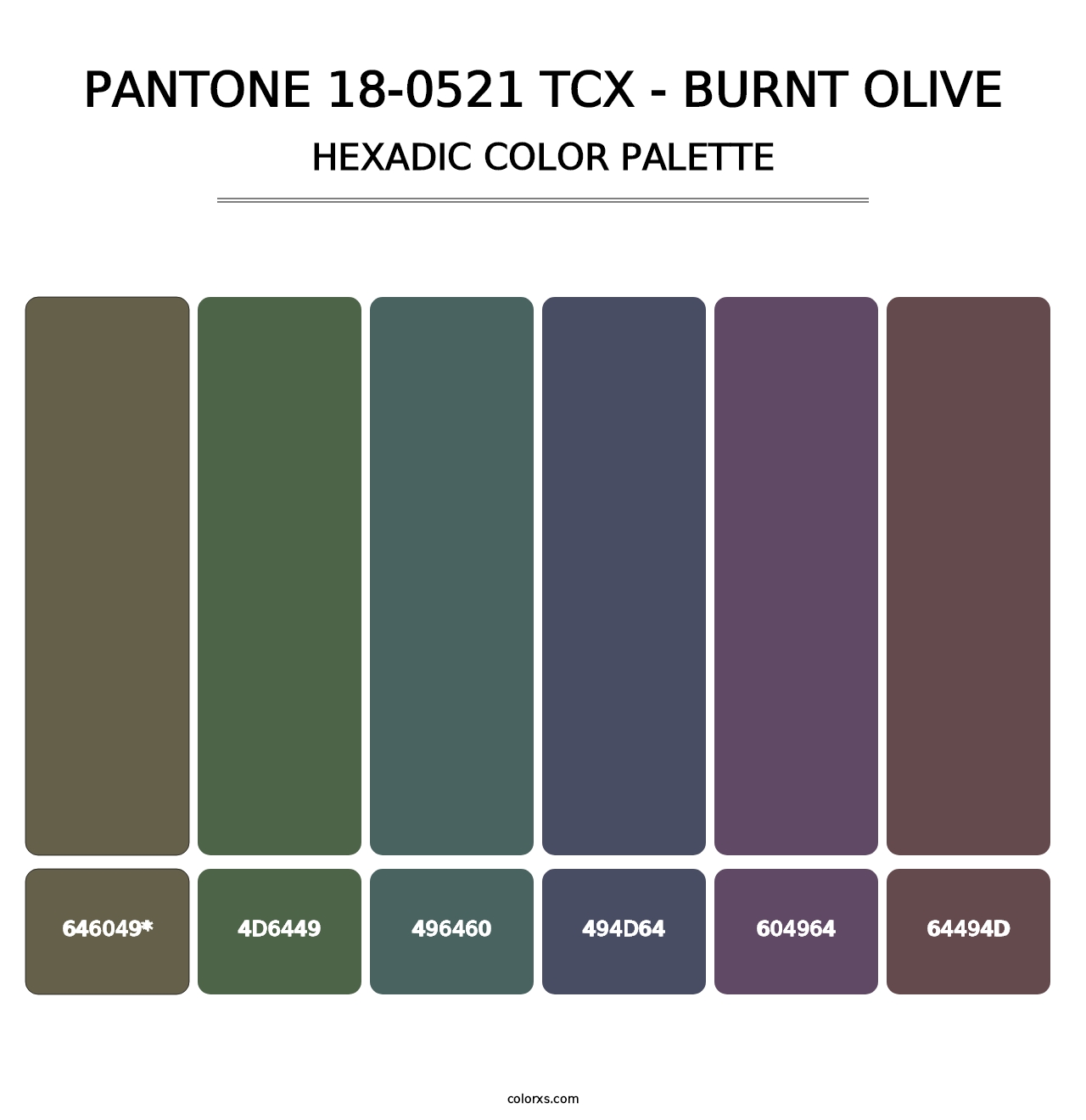 PANTONE 18-0521 TCX - Burnt Olive - Hexadic Color Palette