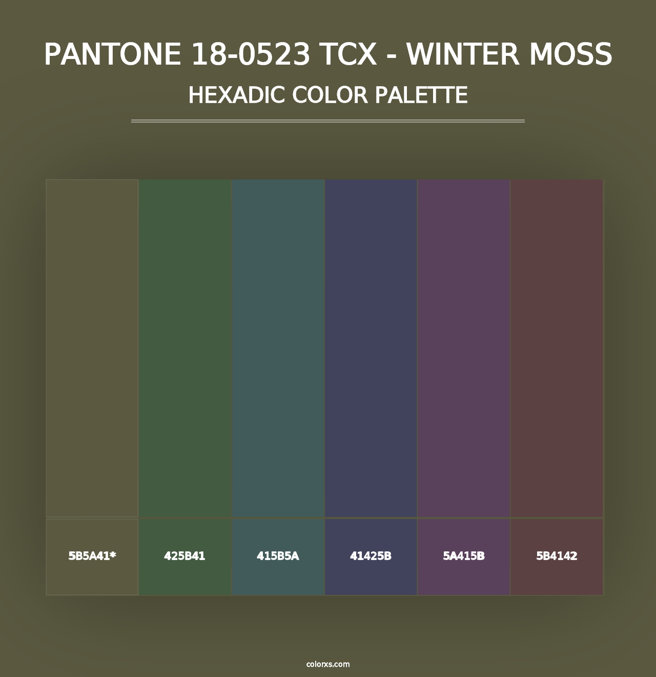 PANTONE 18-0523 TCX - Winter Moss - Hexadic Color Palette