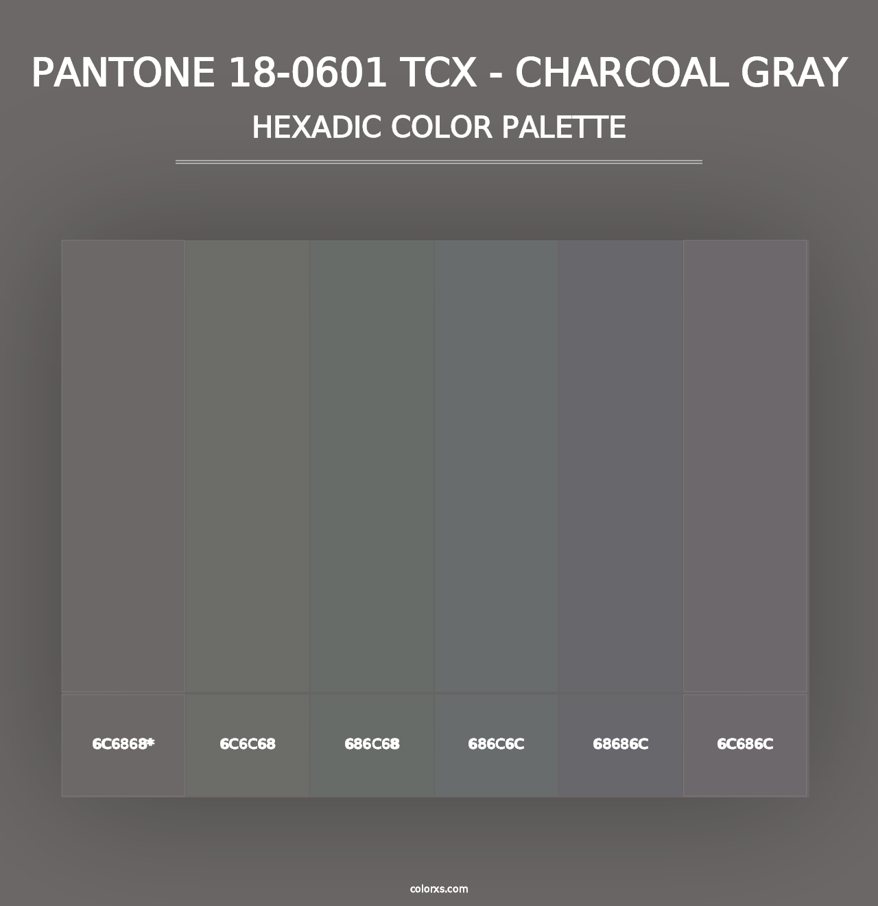 PANTONE 18-0601 TCX - Charcoal Gray - Hexadic Color Palette