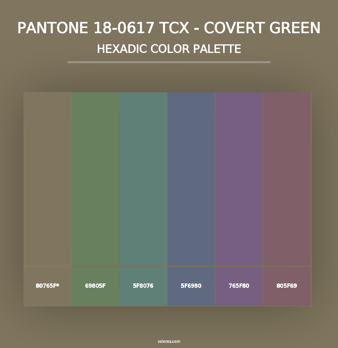 PANTONE 18-0617 TCX - Covert Green - Hexadic Color Palette