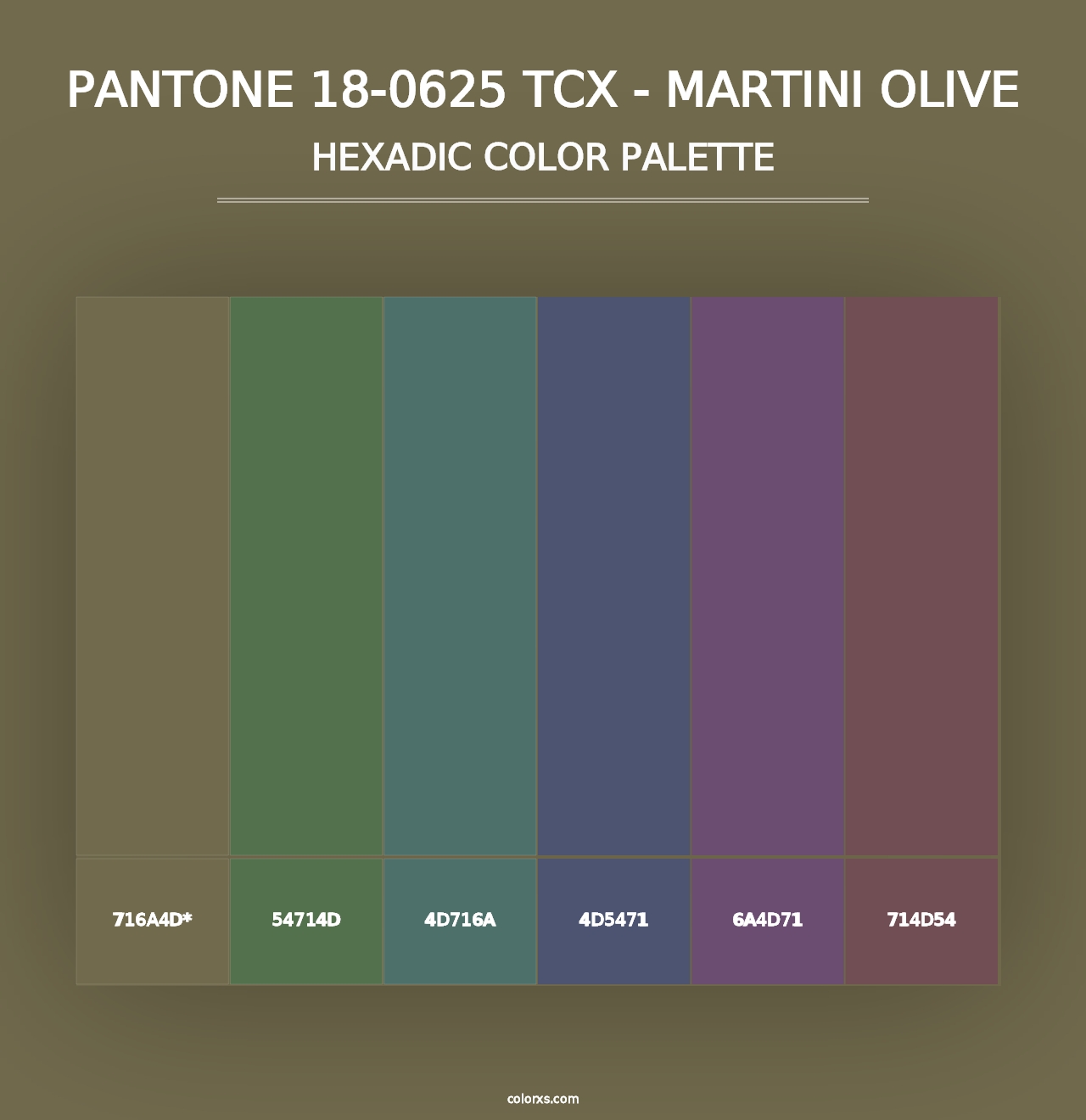 PANTONE 18-0625 TCX - Martini Olive - Hexadic Color Palette