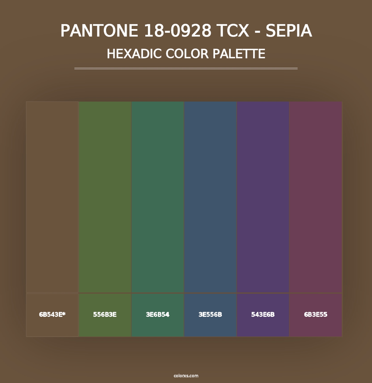 PANTONE 18-0928 TCX - Sepia - Hexadic Color Palette