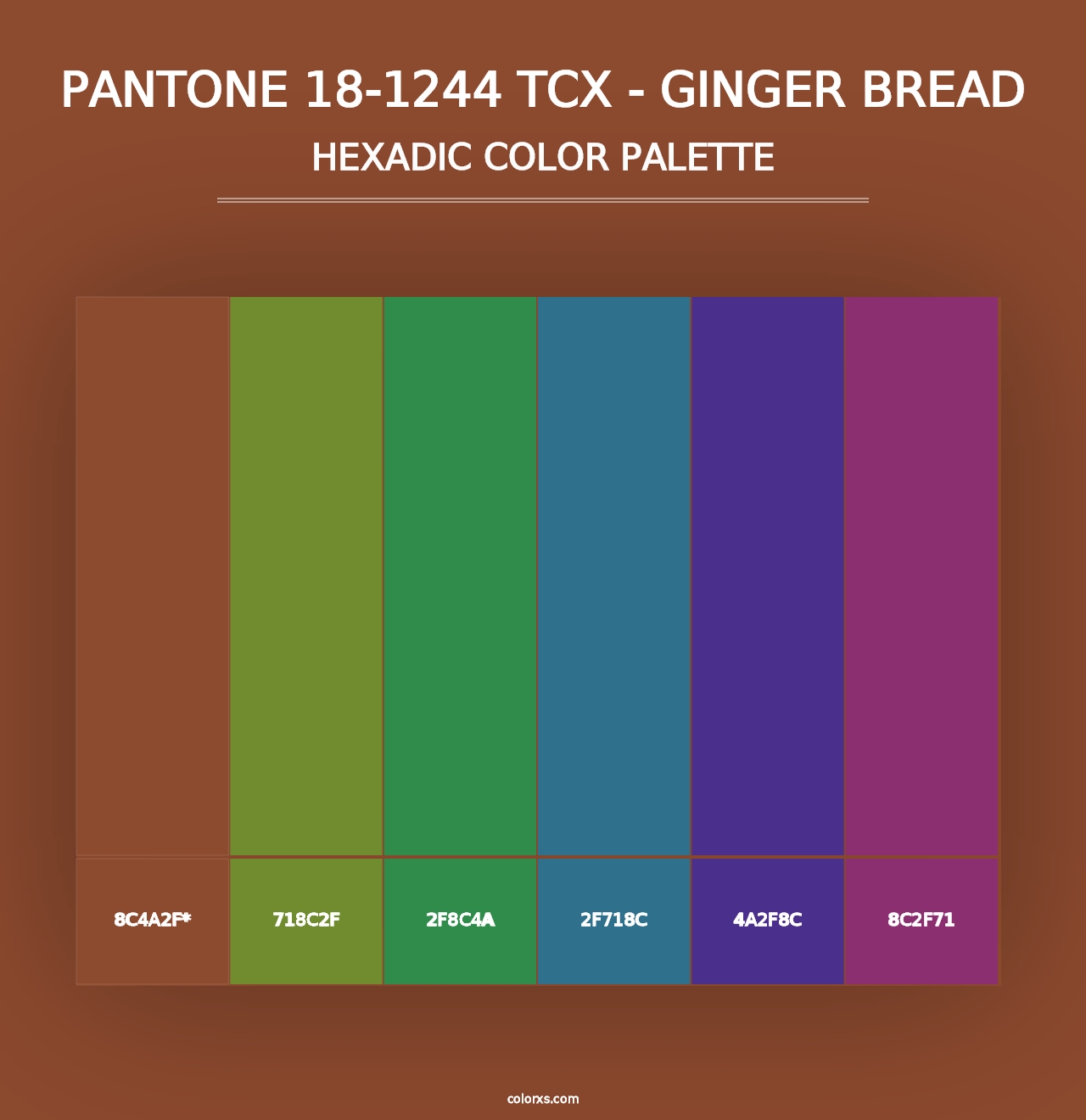 PANTONE 18-1244 TCX - Ginger Bread - Hexadic Color Palette