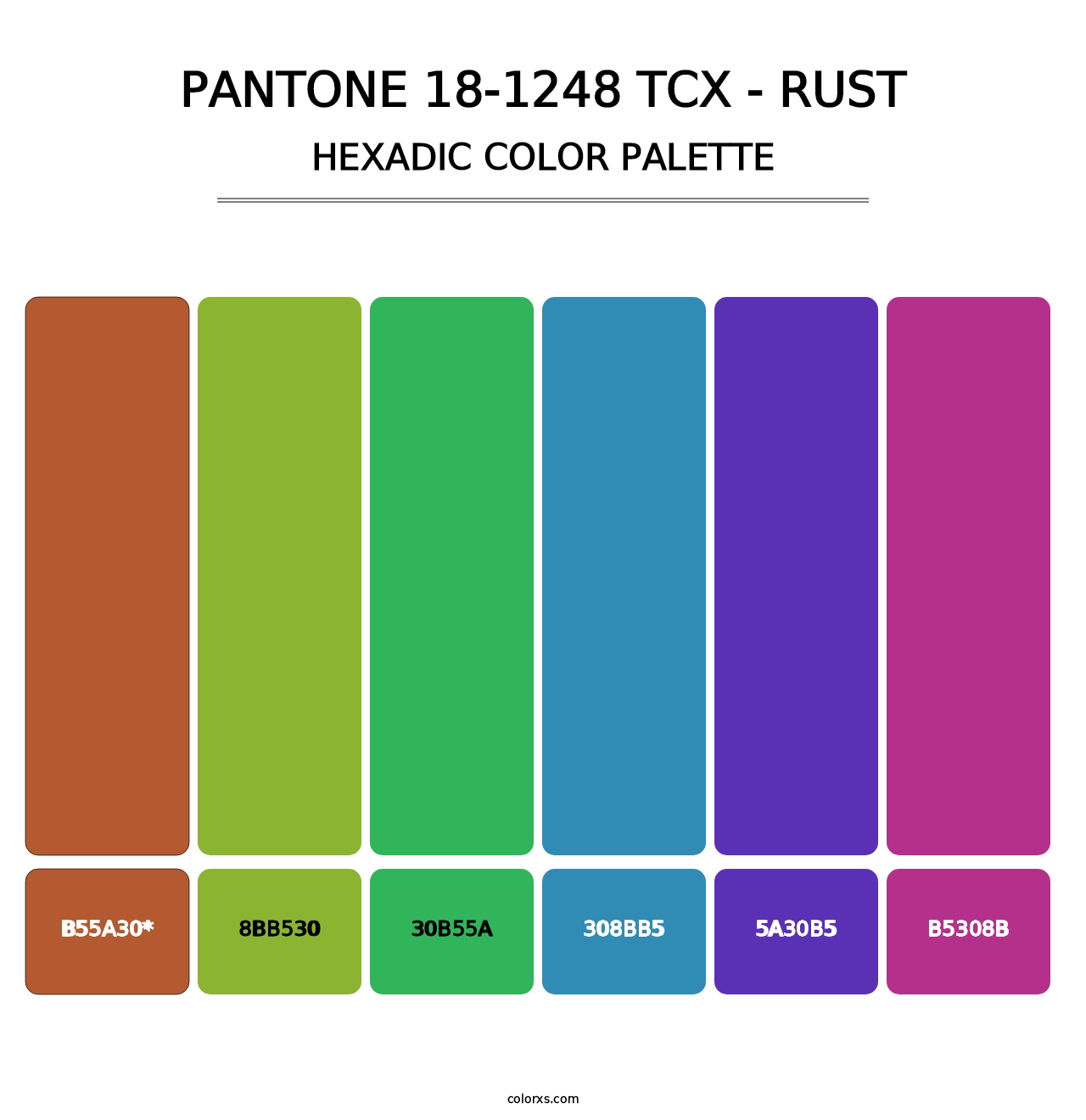 PANTONE 18-1248 TCX - Rust - Hexadic Color Palette