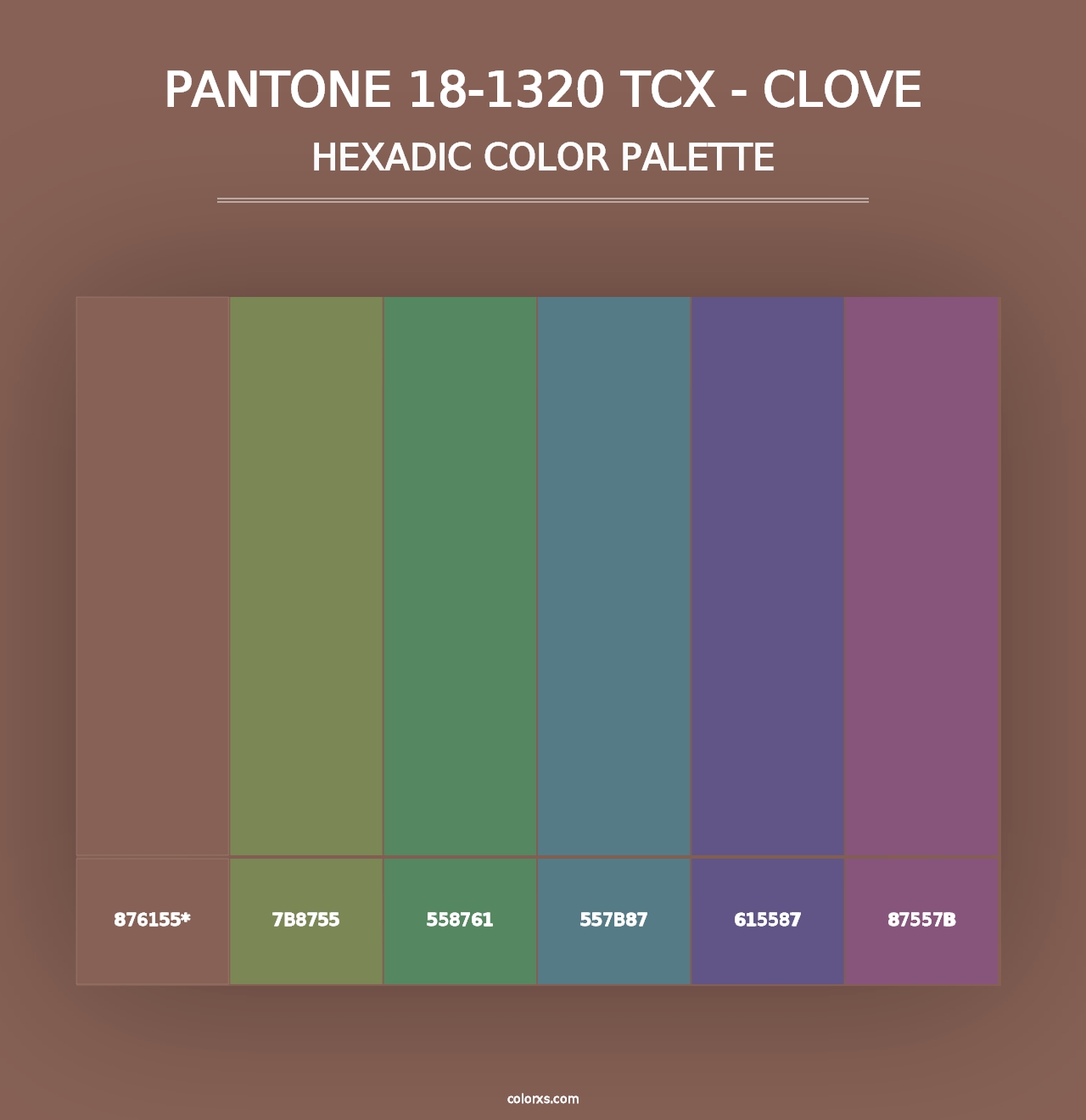 PANTONE 18-1320 TCX - Clove - Hexadic Color Palette