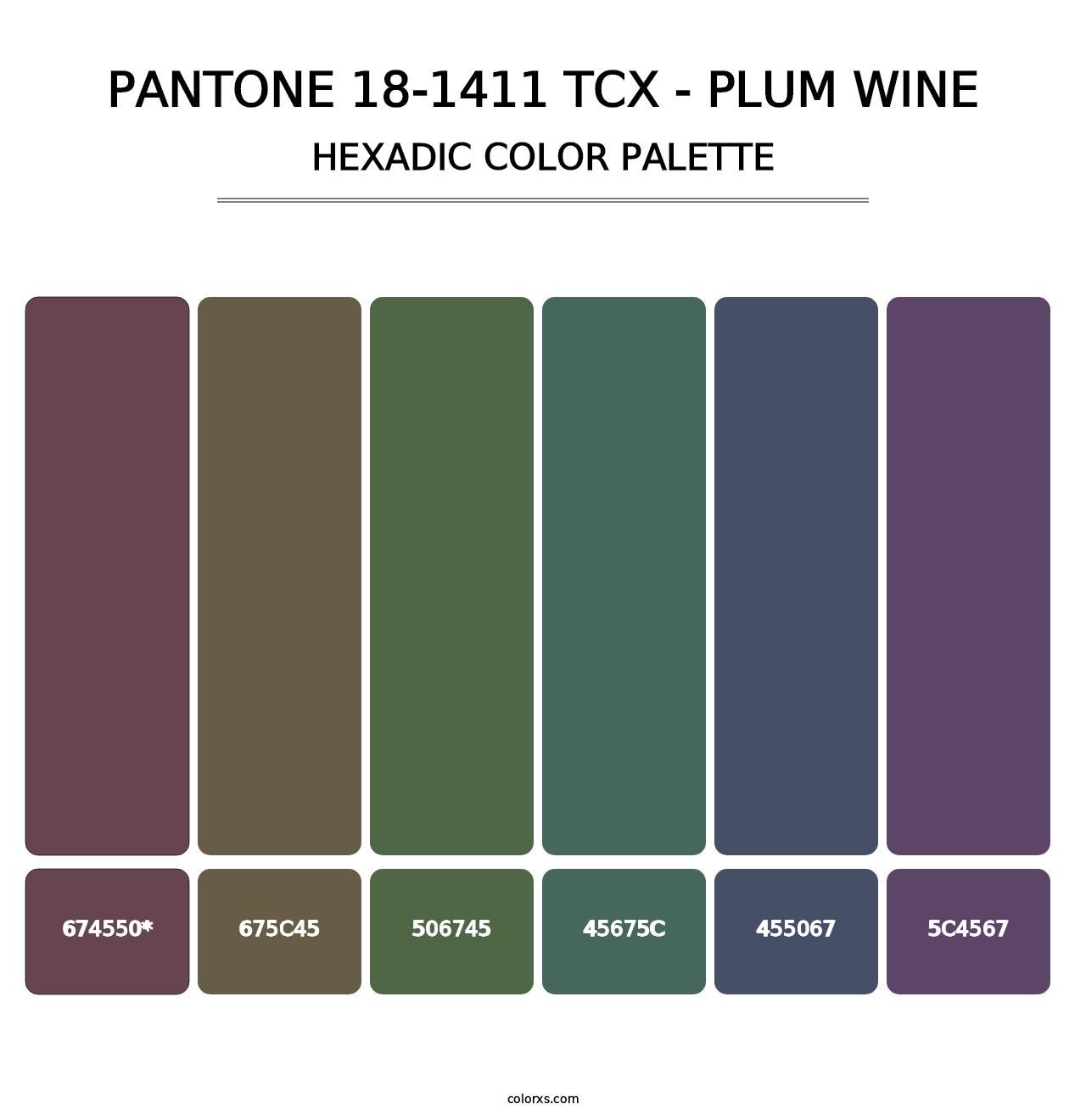 PANTONE 18-1411 TCX - Plum Wine - Hexadic Color Palette