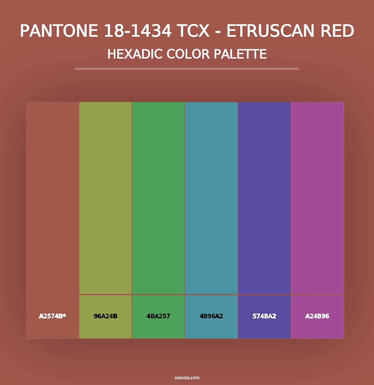 PANTONE 18-1434 TCX - Etruscan Red - Hexadic Color Palette