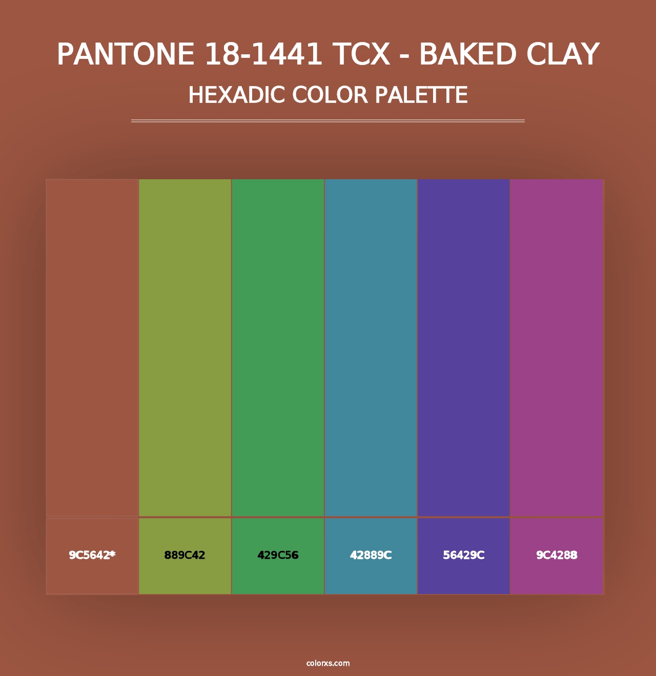 PANTONE 18-1441 TCX - Baked Clay - Hexadic Color Palette