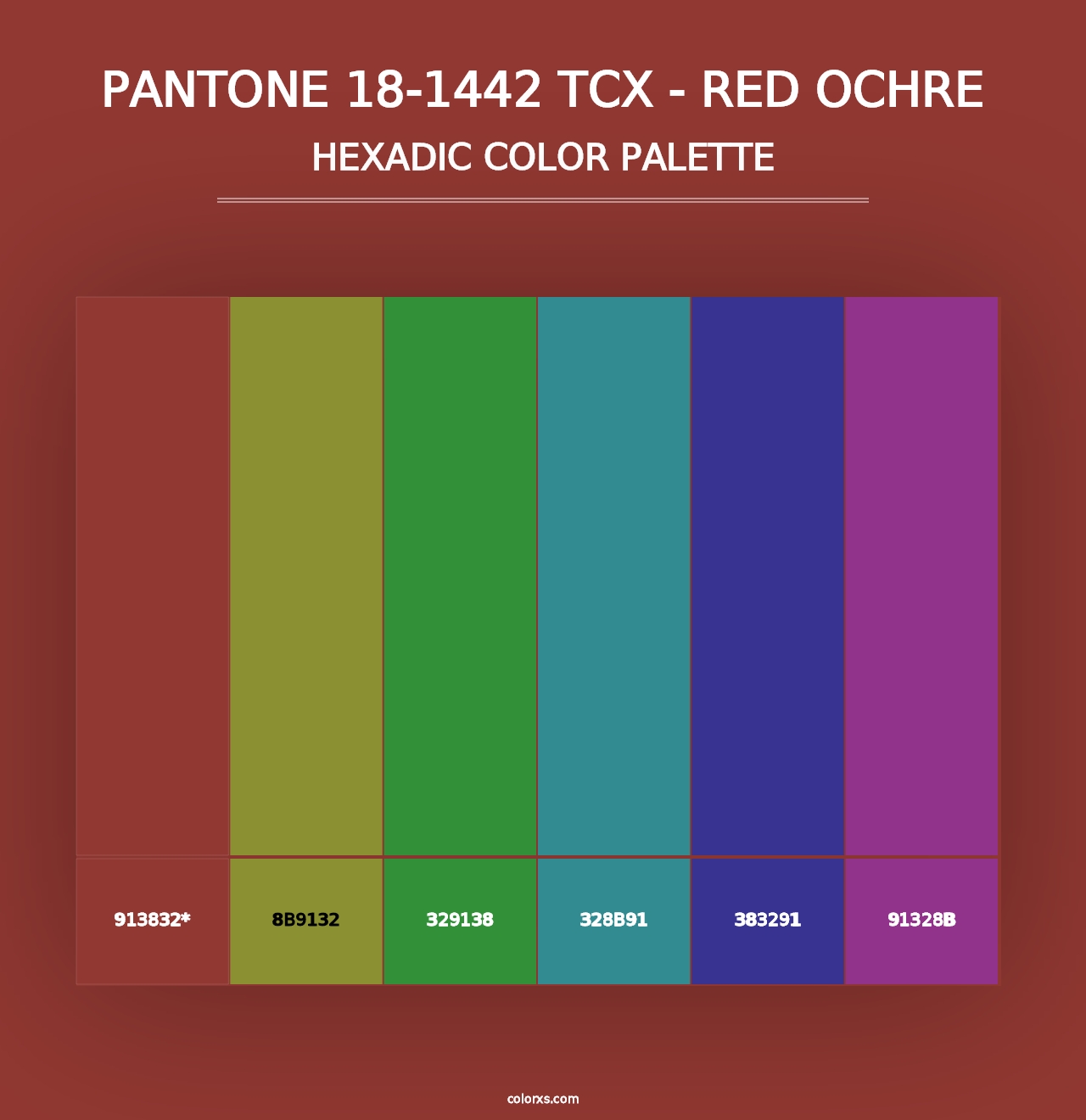 PANTONE 18-1442 TCX - Red Ochre - Hexadic Color Palette