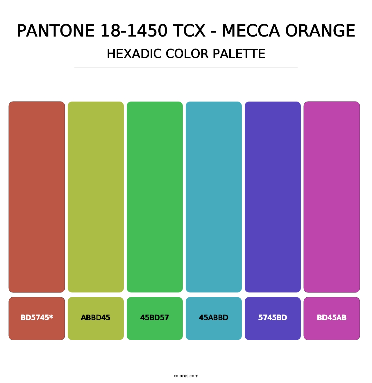 PANTONE 18-1450 TCX - Mecca Orange - Hexadic Color Palette