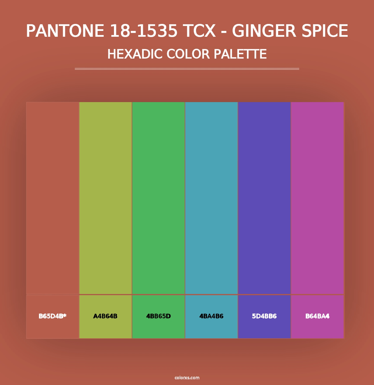 PANTONE 18-1535 TCX - Ginger Spice - Hexadic Color Palette