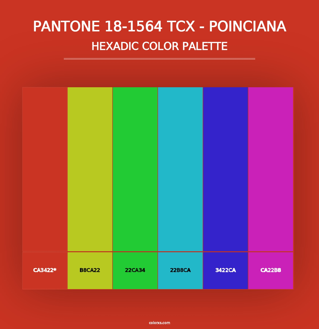 PANTONE 18-1564 TCX - Poinciana - Hexadic Color Palette