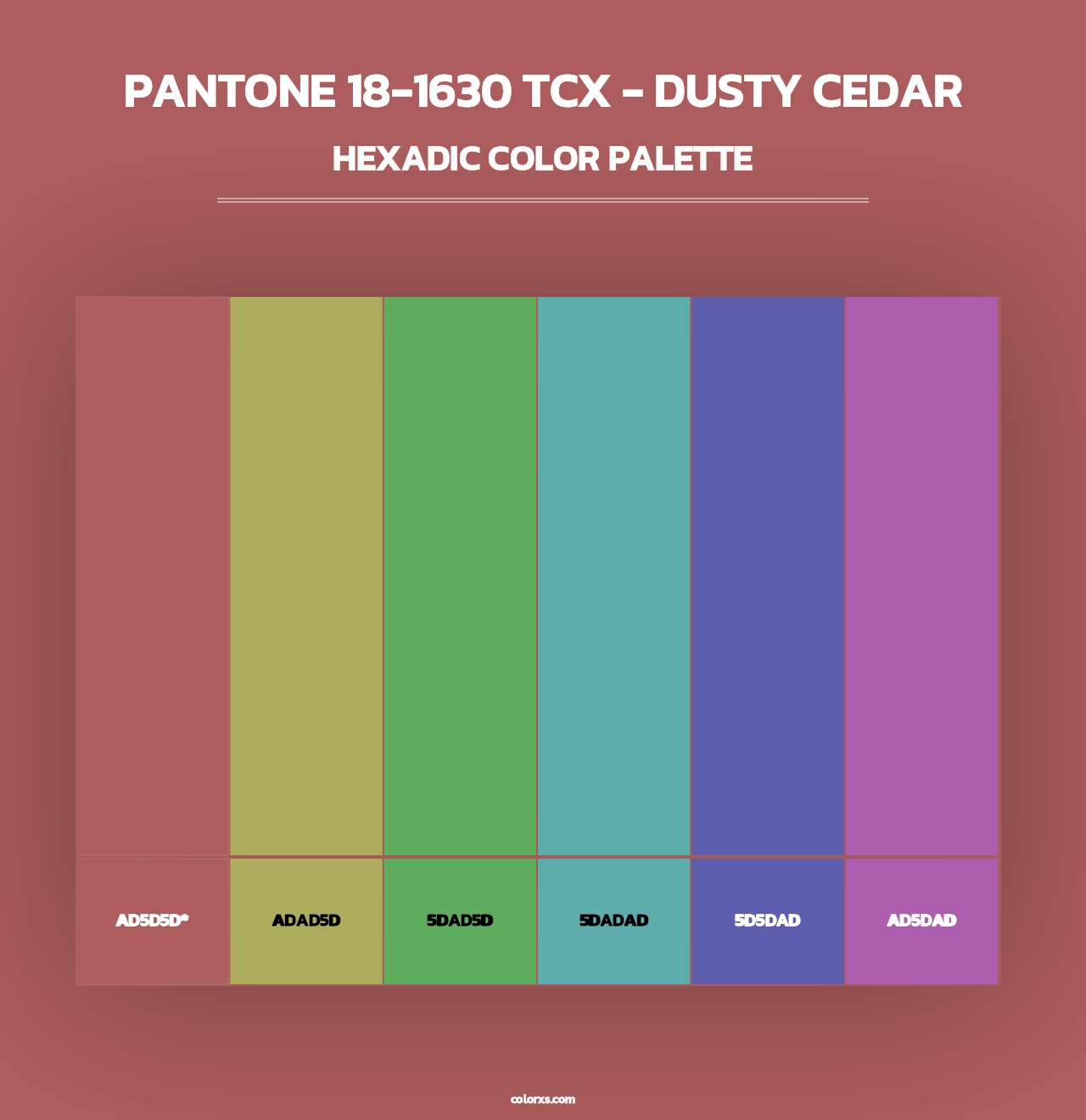 PANTONE 18-1630 TCX - Dusty Cedar - Hexadic Color Palette