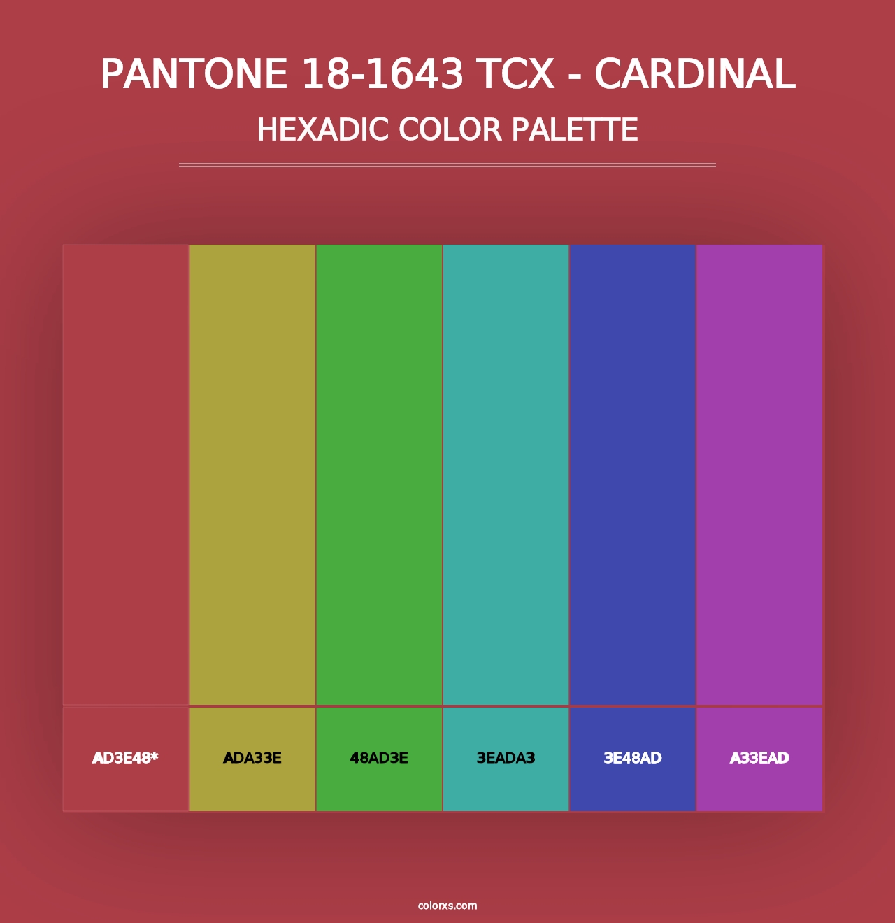 PANTONE 18-1643 TCX - Cardinal - Hexadic Color Palette