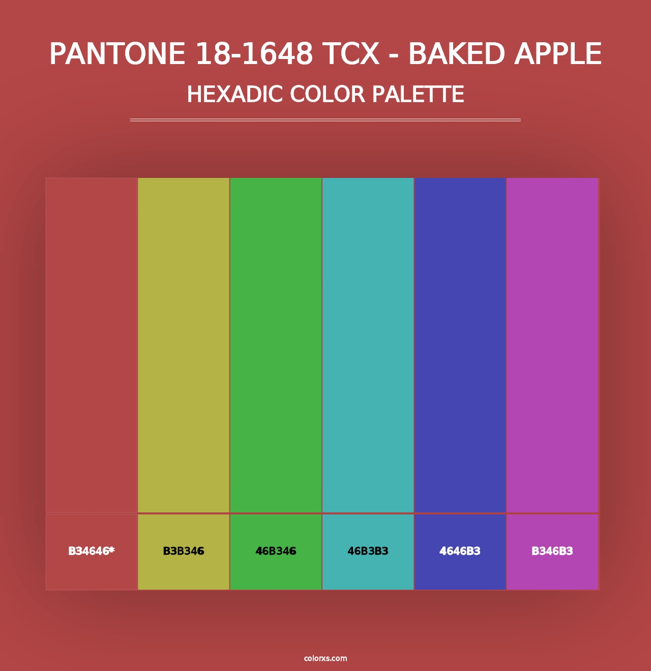 PANTONE 18-1648 TCX - Baked Apple - Hexadic Color Palette