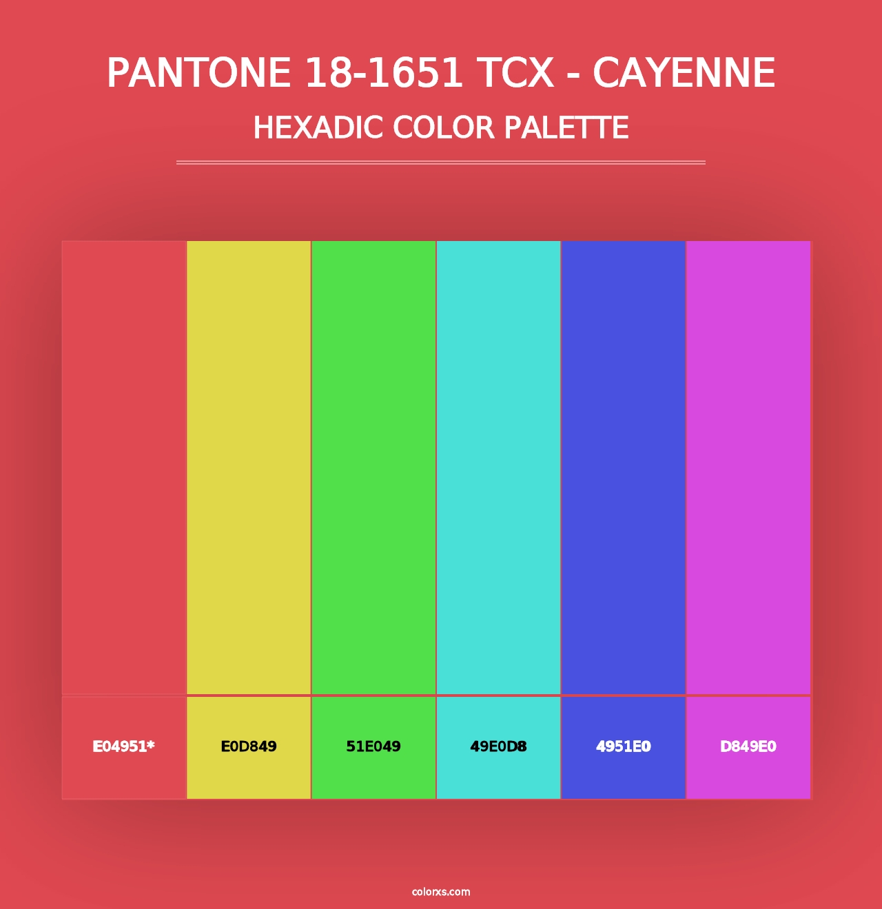 PANTONE 18-1651 TCX - Cayenne - Hexadic Color Palette