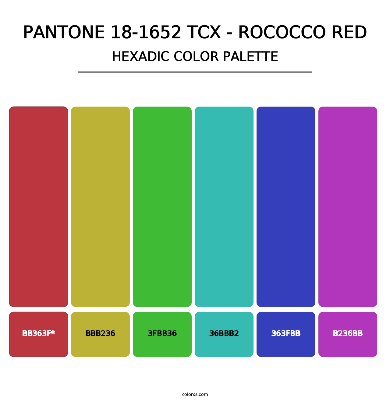 PANTONE 18-1652 TCX - Rococco Red - Hexadic Color Palette