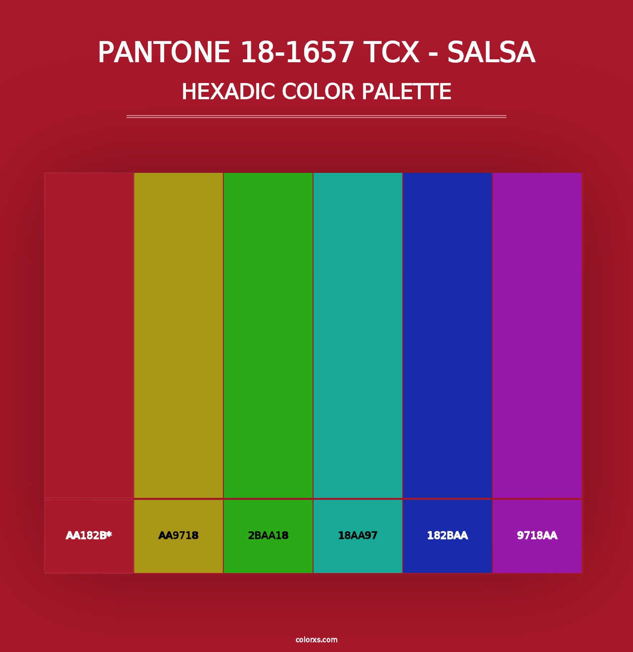 PANTONE 18-1657 TCX - Salsa - Hexadic Color Palette