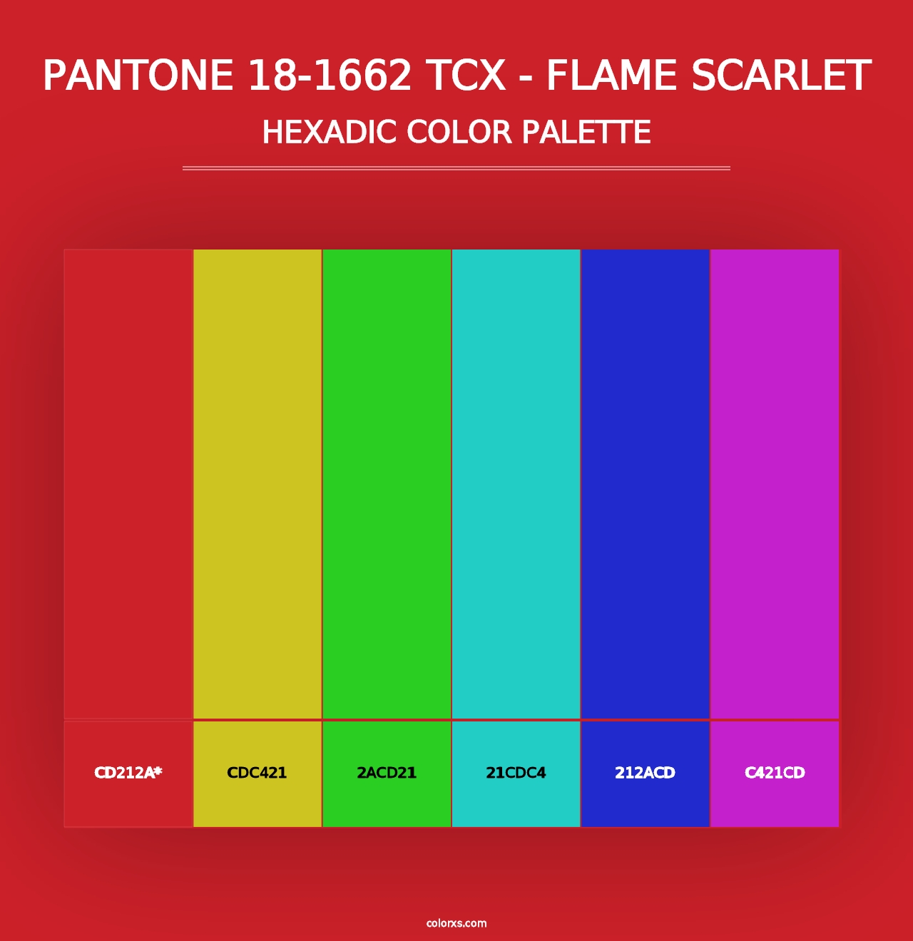 PANTONE 18-1662 TCX - Flame Scarlet - Hexadic Color Palette