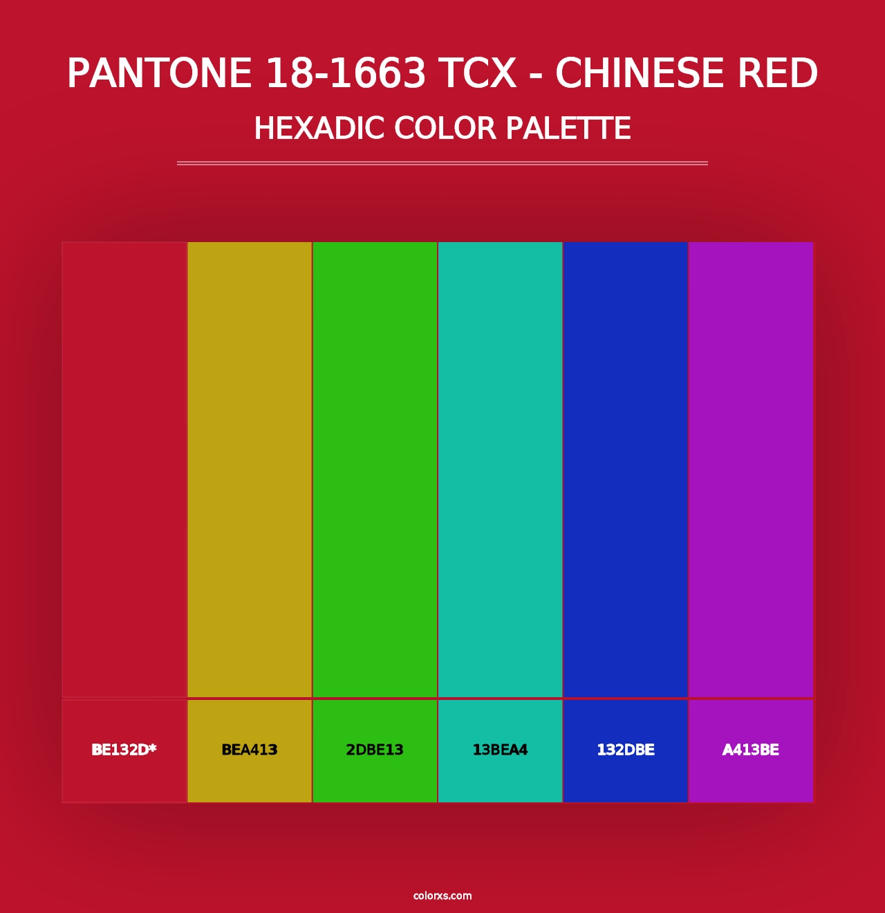 PANTONE 18-1663 TCX - Chinese Red - Hexadic Color Palette