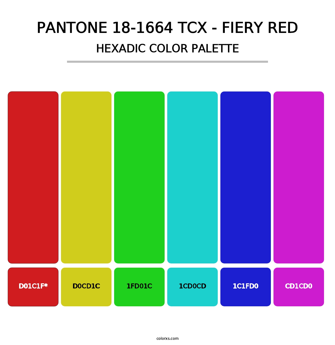 PANTONE 18-1664 TCX - Fiery Red - Hexadic Color Palette