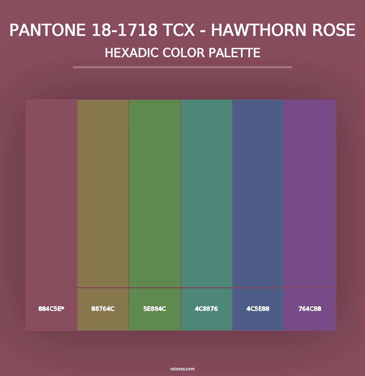 PANTONE 18-1718 TCX - Hawthorn Rose - Hexadic Color Palette