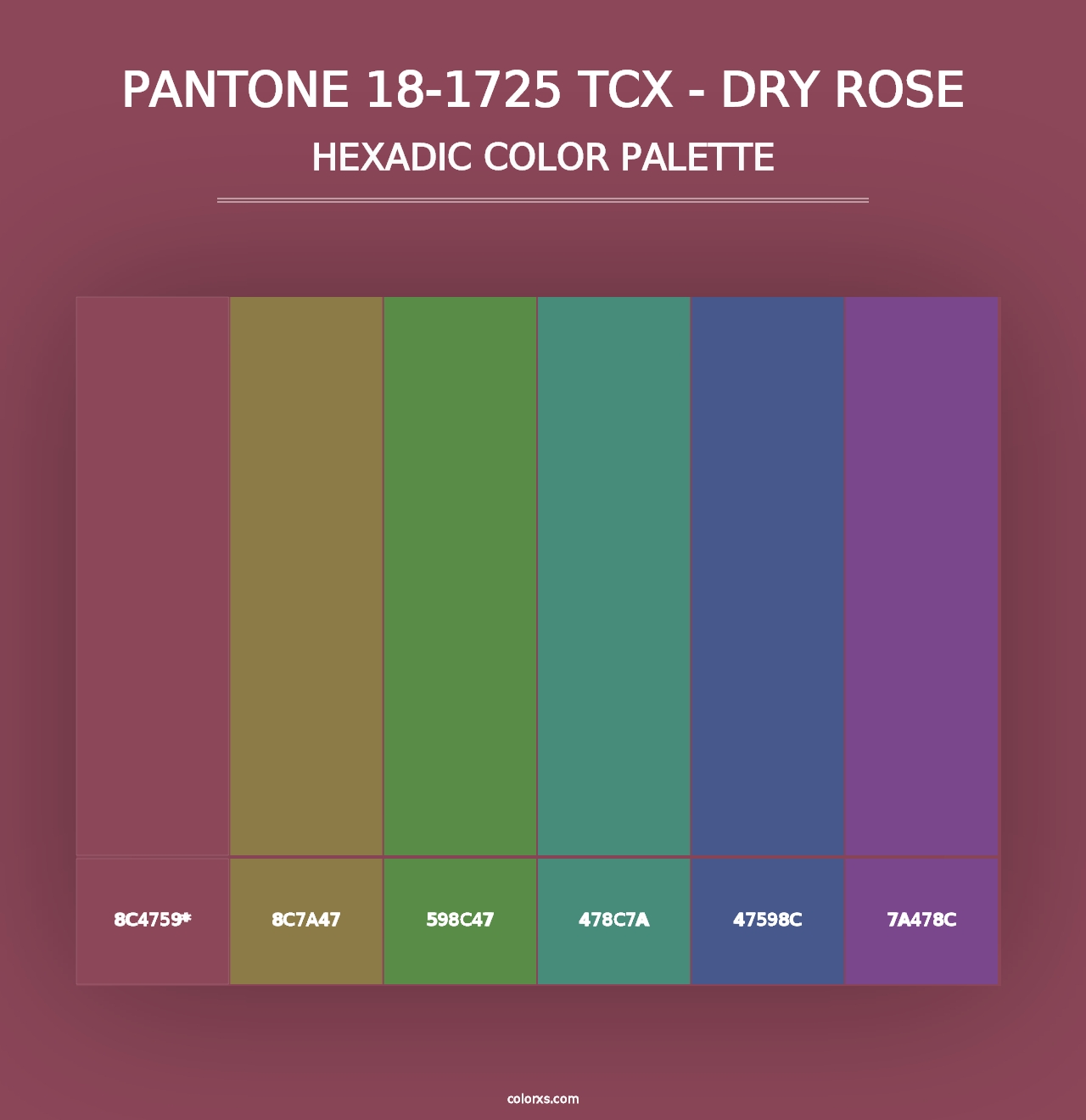 PANTONE 18-1725 TCX - Dry Rose - Hexadic Color Palette