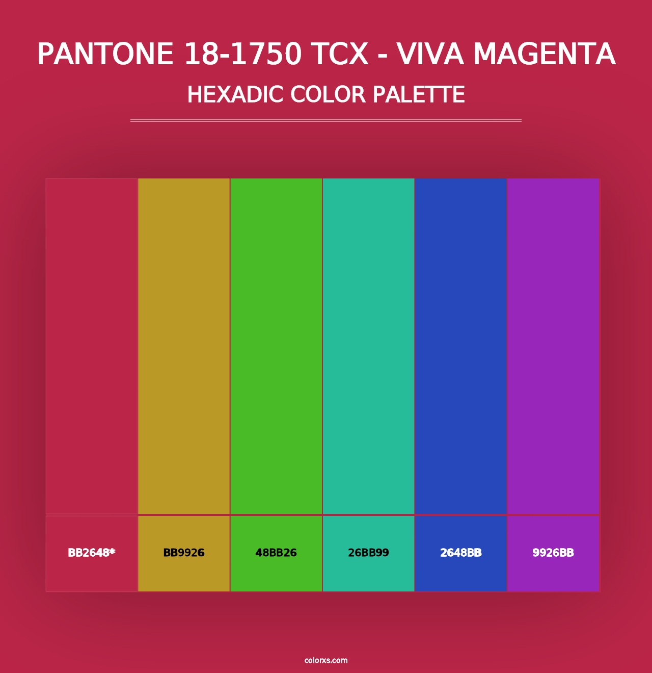 PANTONE 18-1750 TCX - Viva Magenta - Hexadic Color Palette