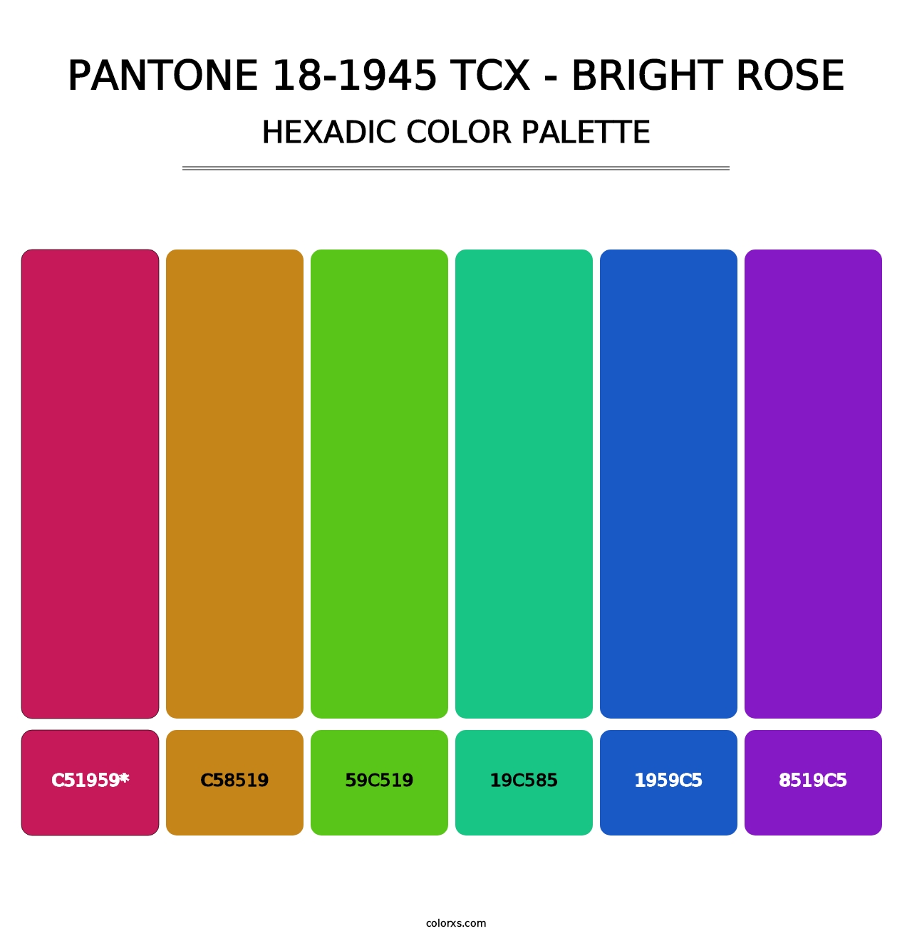 PANTONE 18-1945 TCX - Bright Rose - Hexadic Color Palette