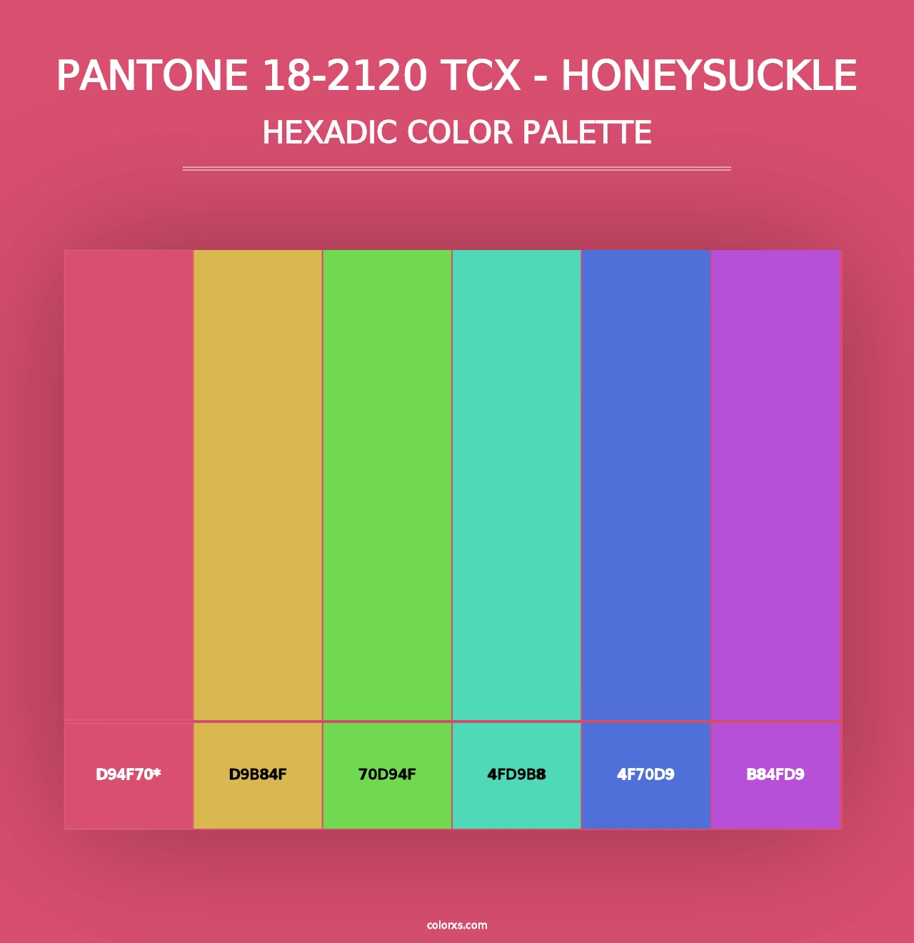 PANTONE 18-2120 TCX - Honeysuckle - Hexadic Color Palette