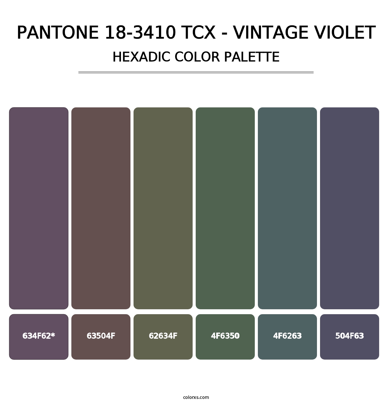 PANTONE 18-3410 TCX - Vintage Violet - Hexadic Color Palette