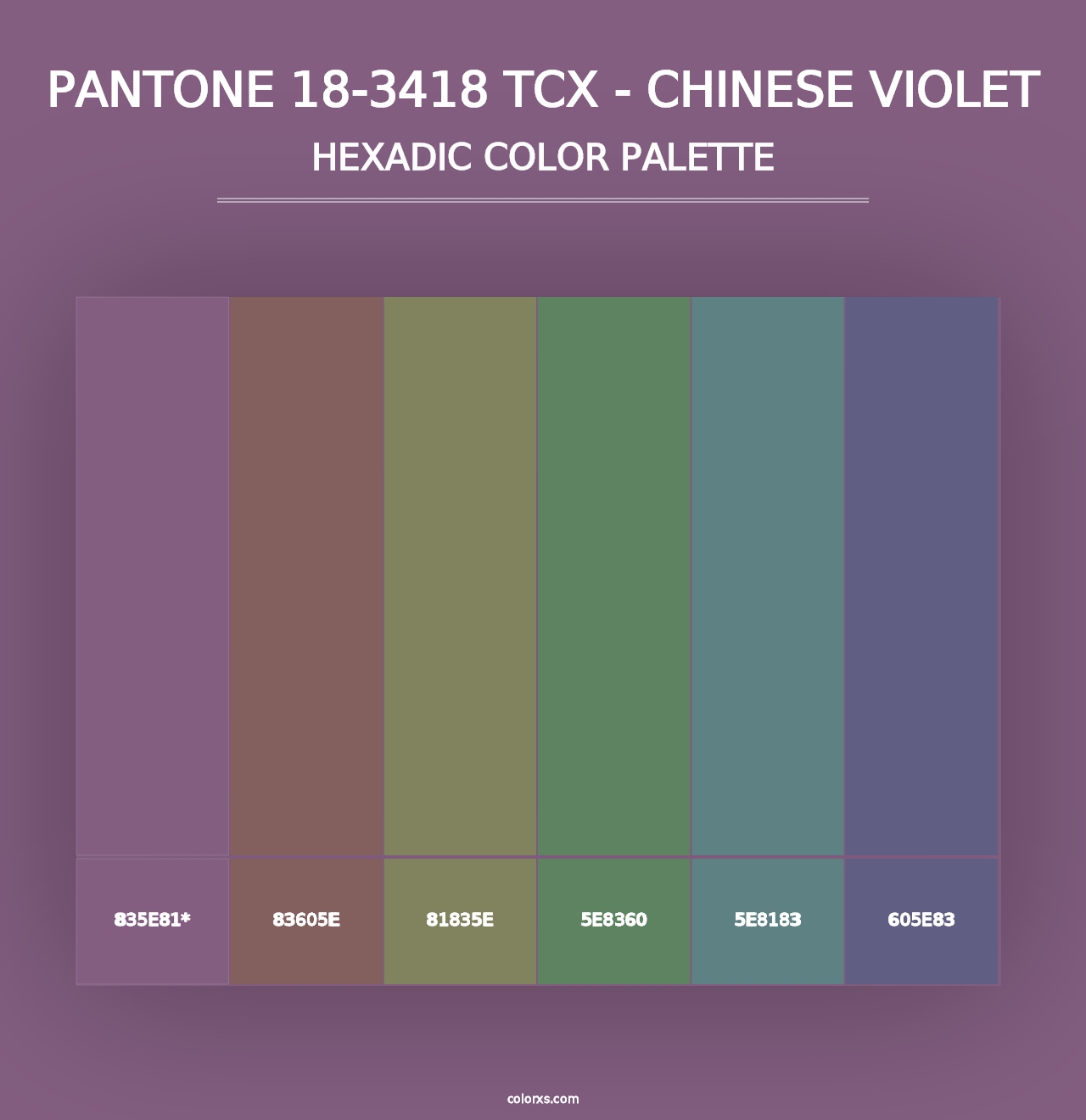 PANTONE 18-3418 TCX - Chinese Violet - Hexadic Color Palette