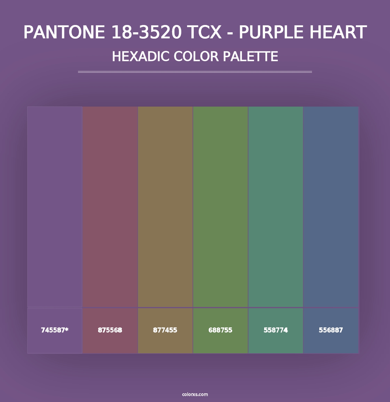 PANTONE 18-3520 TCX - Purple Heart - Hexadic Color Palette