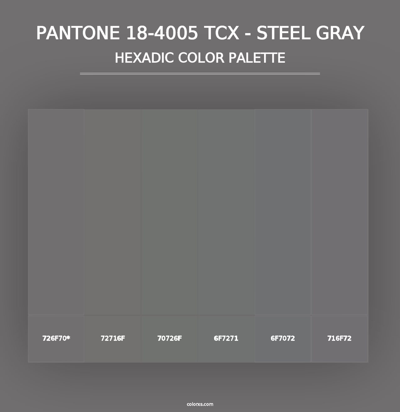 PANTONE 18-4005 TCX - Steel Gray - Hexadic Color Palette