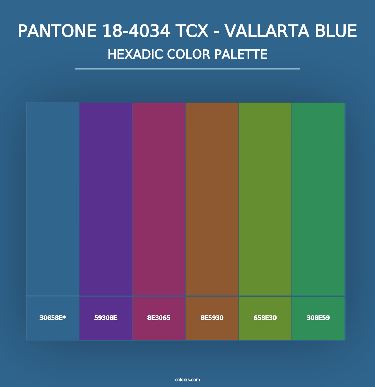 PANTONE 18-4034 TCX - Vallarta Blue - Hexadic Color Palette