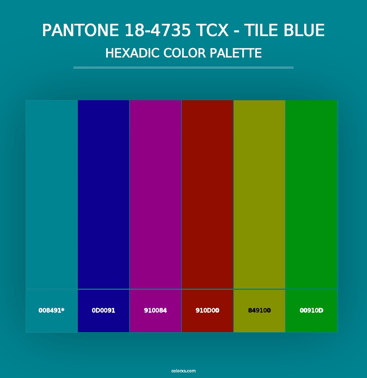 PANTONE 18-4735 TCX - Tile Blue - Hexadic Color Palette