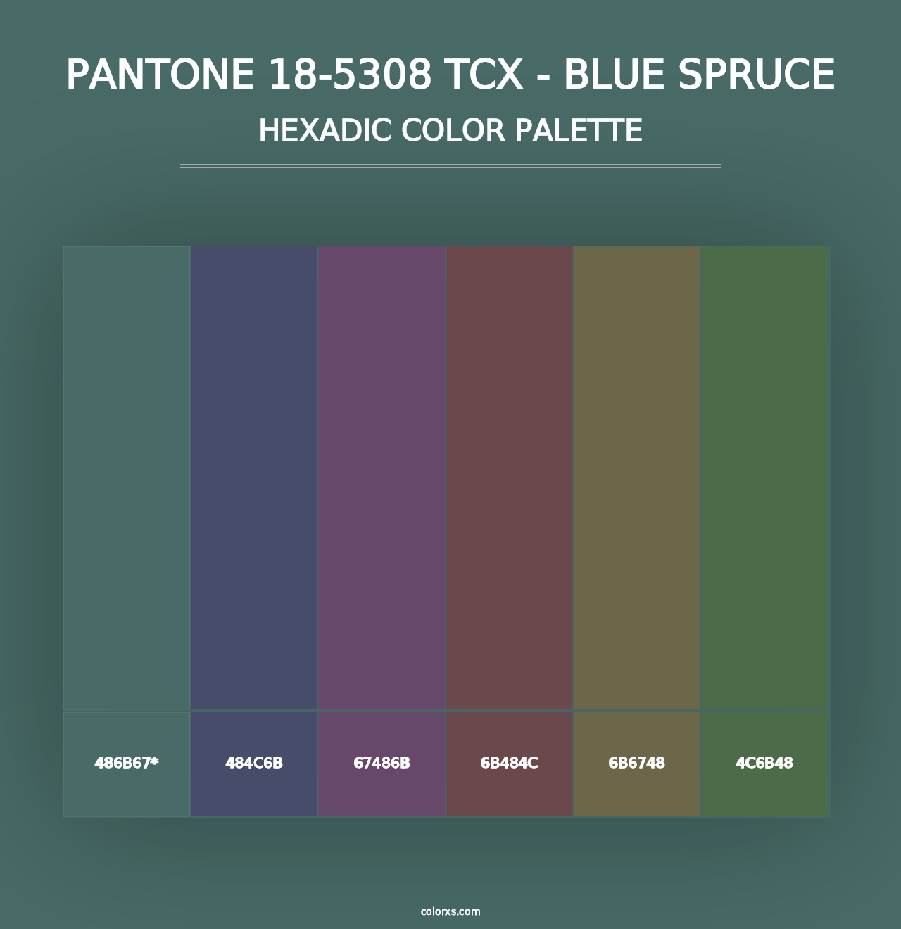 PANTONE 18-5308 TCX - Blue Spruce - Hexadic Color Palette