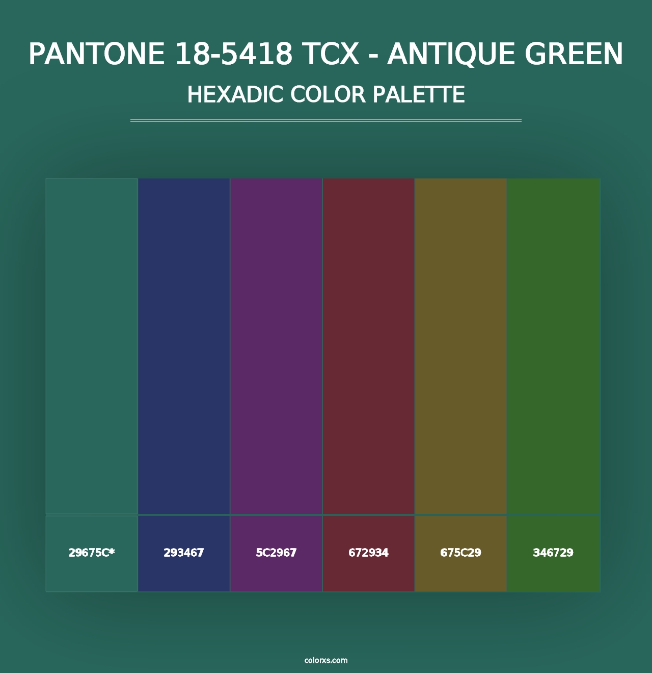 PANTONE 18-5418 TCX - Antique Green - Hexadic Color Palette