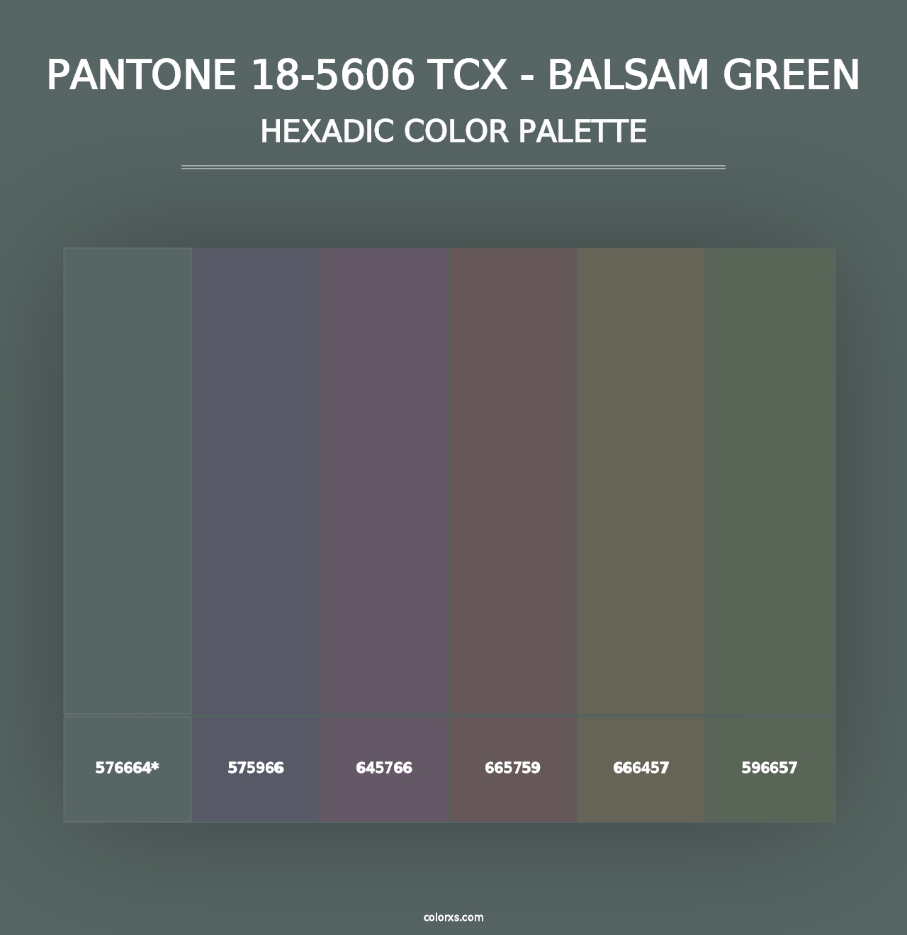 PANTONE 18-5606 TCX - Balsam Green - Hexadic Color Palette