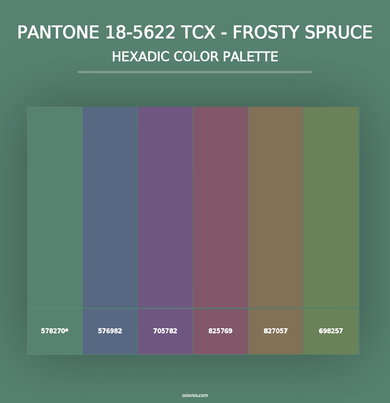 PANTONE 18-5622 TCX - Frosty Spruce - Hexadic Color Palette