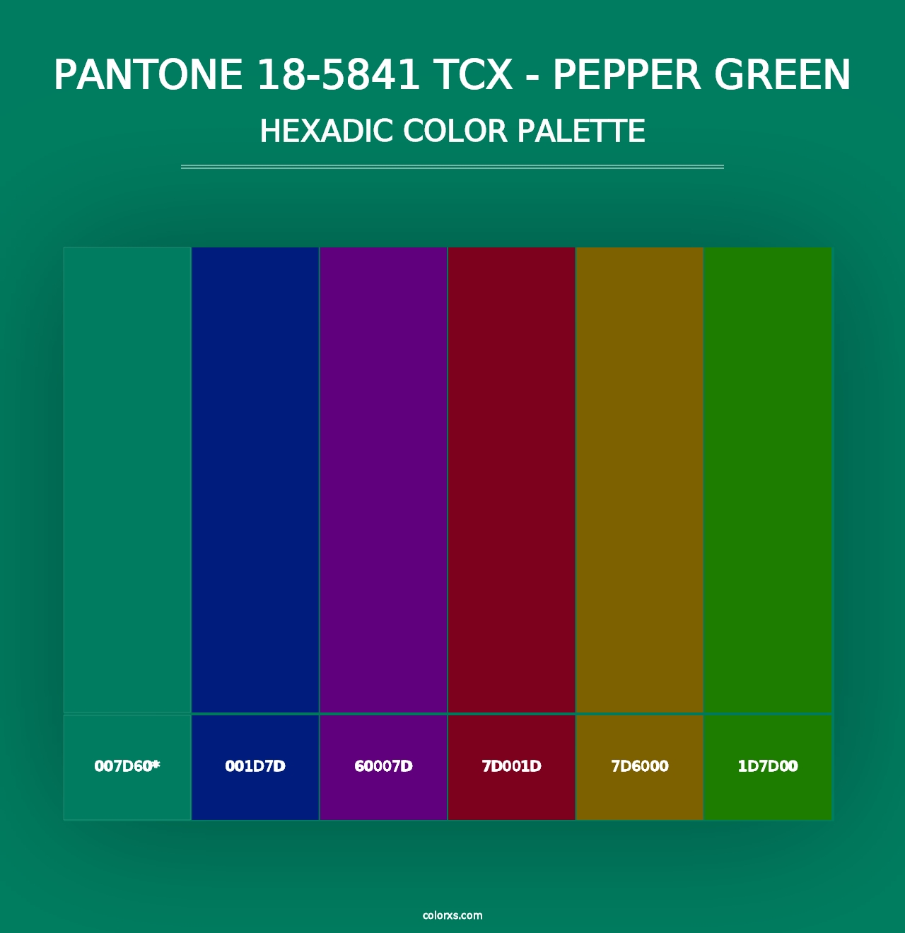 PANTONE 18-5841 TCX - Pepper Green - Hexadic Color Palette