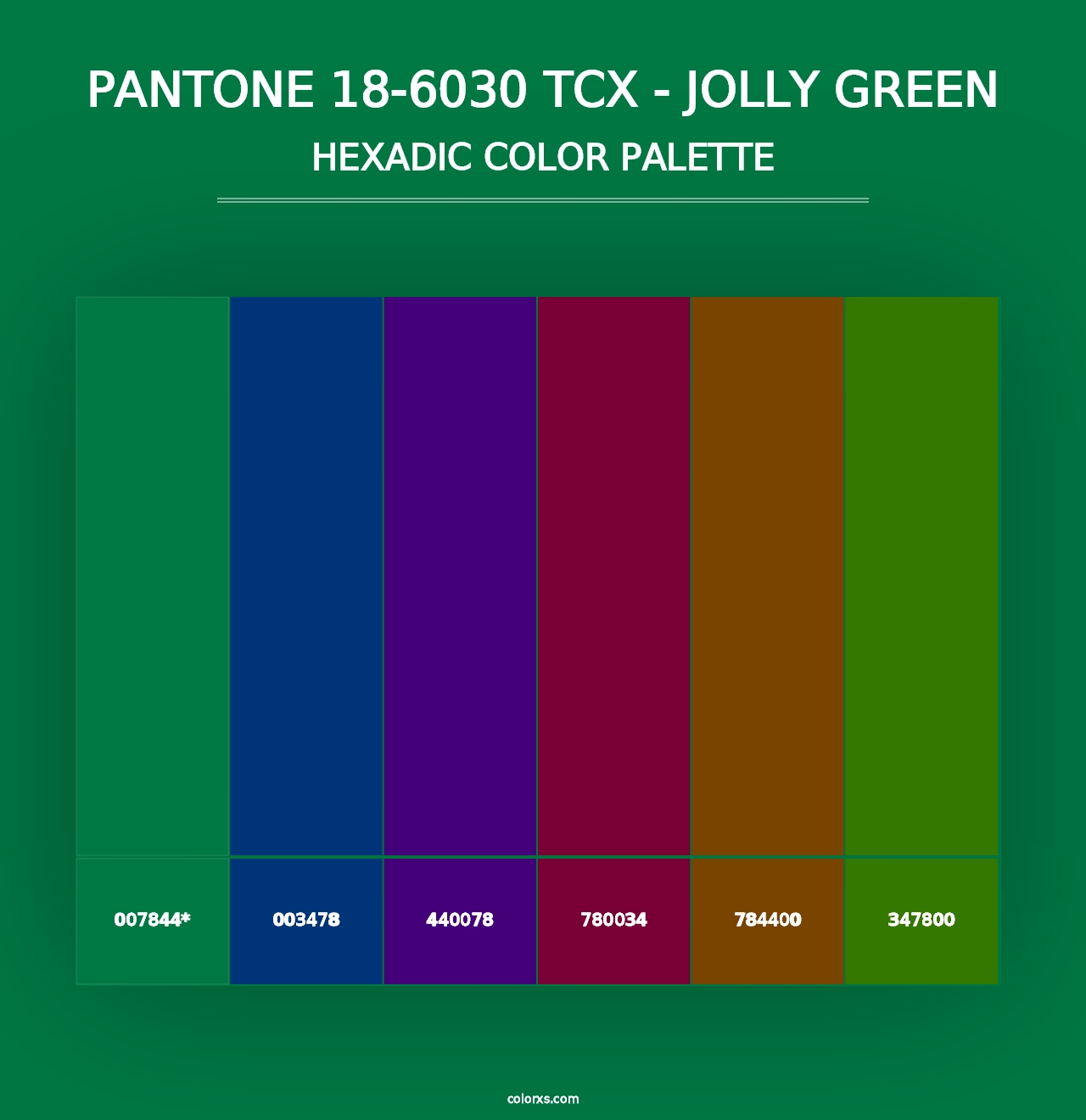 PANTONE 18-6030 TCX - Jolly Green - Hexadic Color Palette