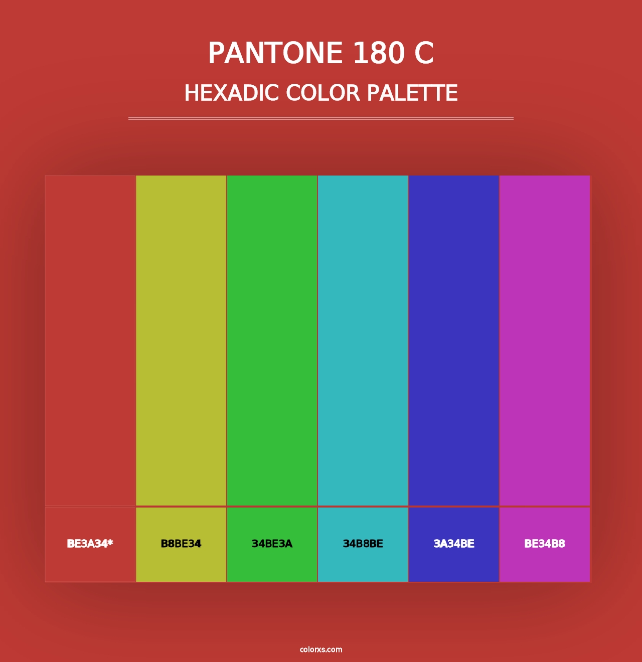 PANTONE 180 C - Hexadic Color Palette