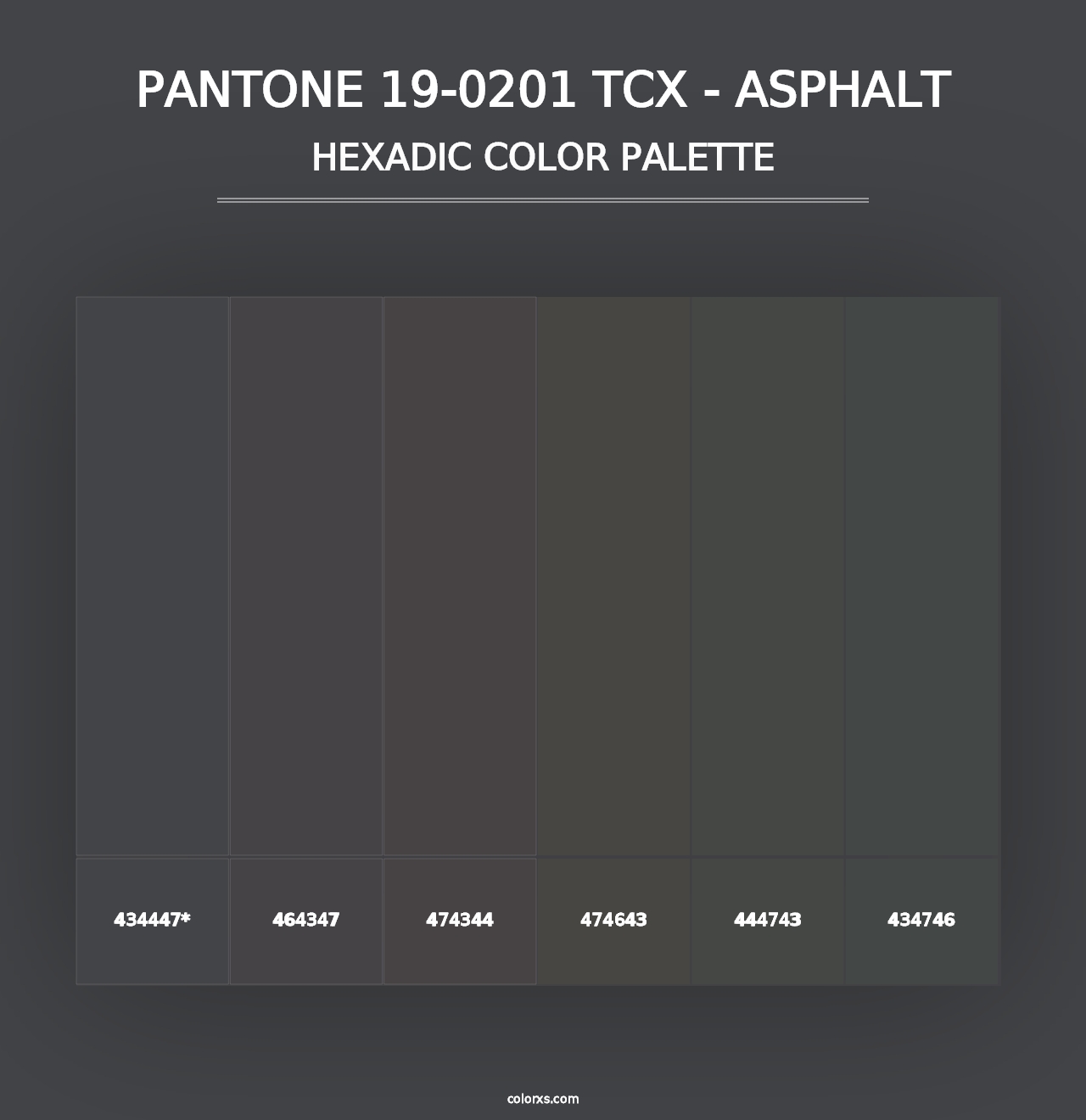 PANTONE 19-0201 TCX - Asphalt - Hexadic Color Palette