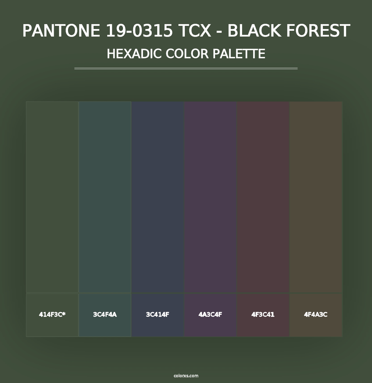 PANTONE 19-0315 TCX - Black Forest - Hexadic Color Palette